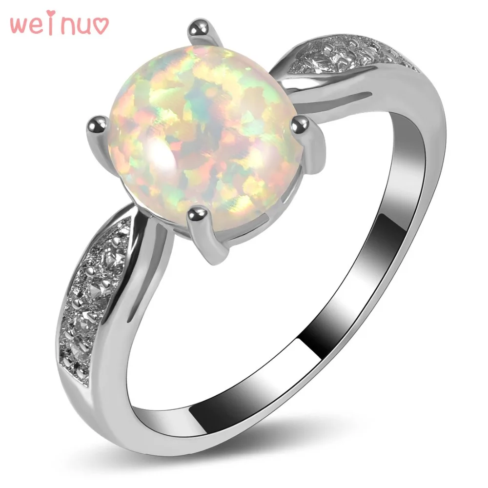 Женское кольцо из серебра 925 пробы с белым огненным опалом|ring size|ring size 5crystal ring |