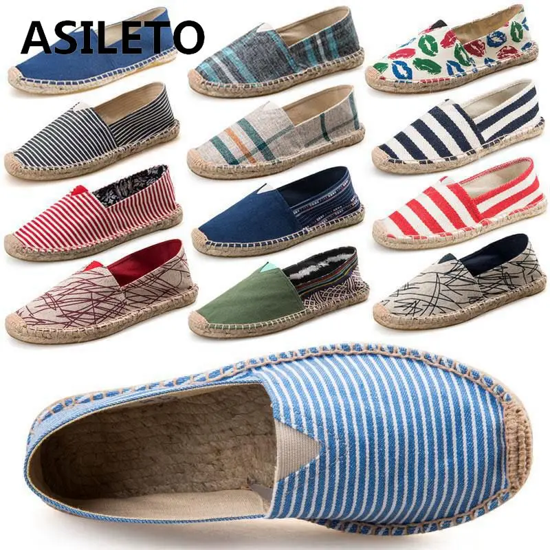 

ASILETO New Arrival Black Retro Vintage Ladies Womens Casual Espadrilles Shoes for Female Unisex Larger Size Breathable