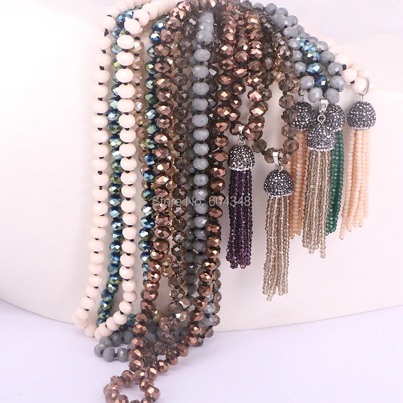 10 шт. модные ожерелья с подвеской в богемном стиле узлом и кристаллами кисточками