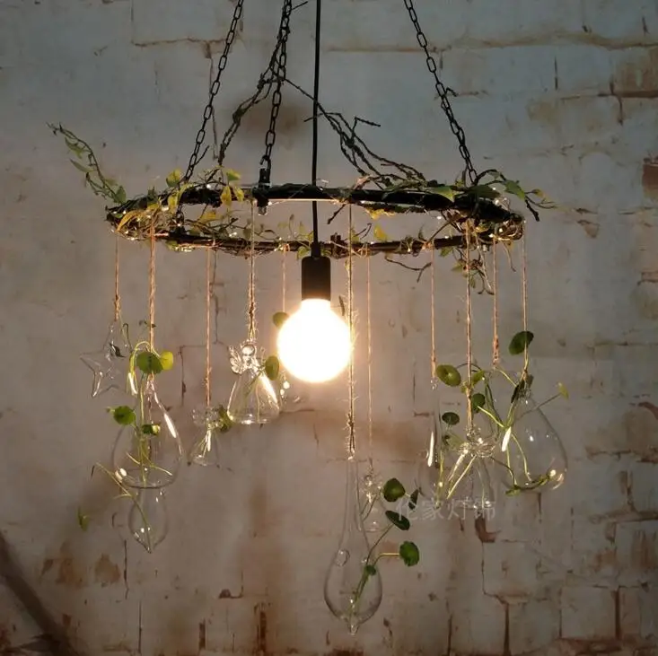 저렴한 심플하고 모던한 거실/식당 램프, 개성 있는 크리에이티브 커피숍 바, 수경 재배 녹색 식물 샹들리에, 서재, 침실
