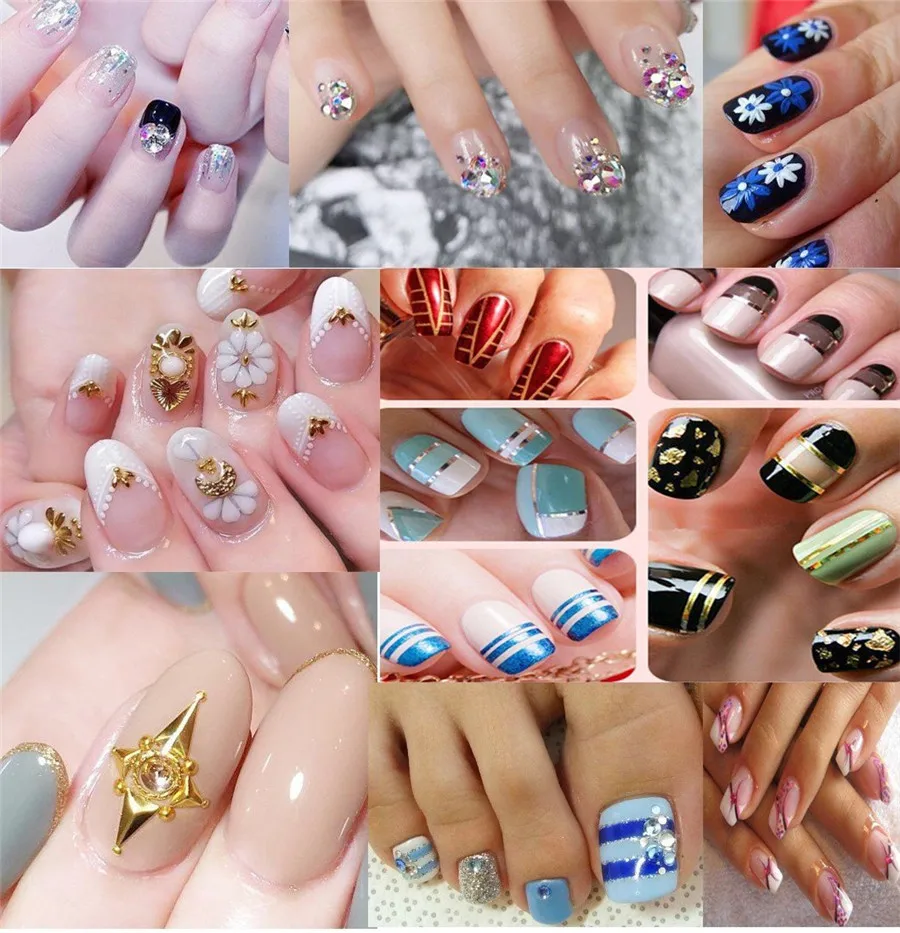 Набор для украшения ногтей Addfavor Стразы блестящая перламутровая лента линия