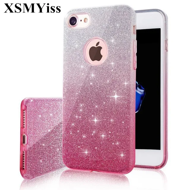 

XSMYiss fashion Lovely Girl Glitter Soft Silicone TPU phone Case for iphone X XS MAX XR 6S 7 8 PLUS Cover Coque