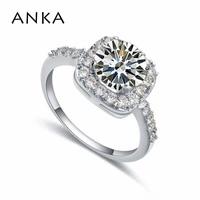 anka zircon jewelry fashion vintage square ring for women silver color engagement wedding jewelry female rings love gift 18713