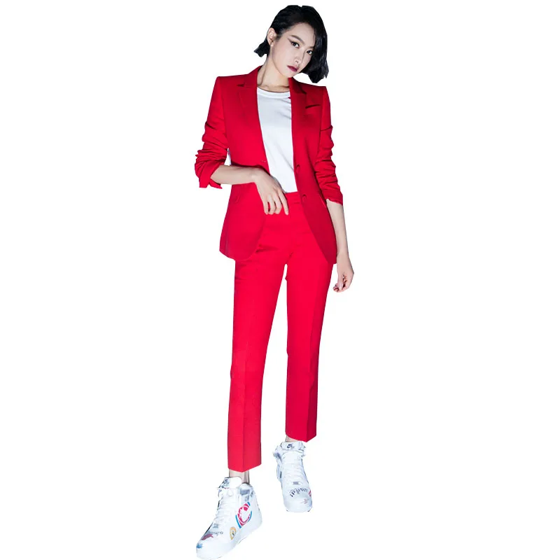 

Women's Pants Suit Women business red Suits Fashion slim Suit Jackets with Pants Office Ladies formal OL Pants Work wear sets