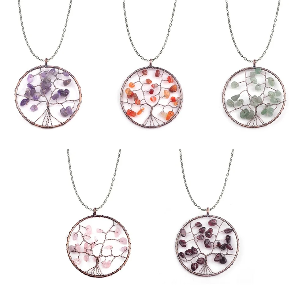 

Natural Stone Beads Pendant Necklace Ladies Crystal Quartz Jewelry 2018