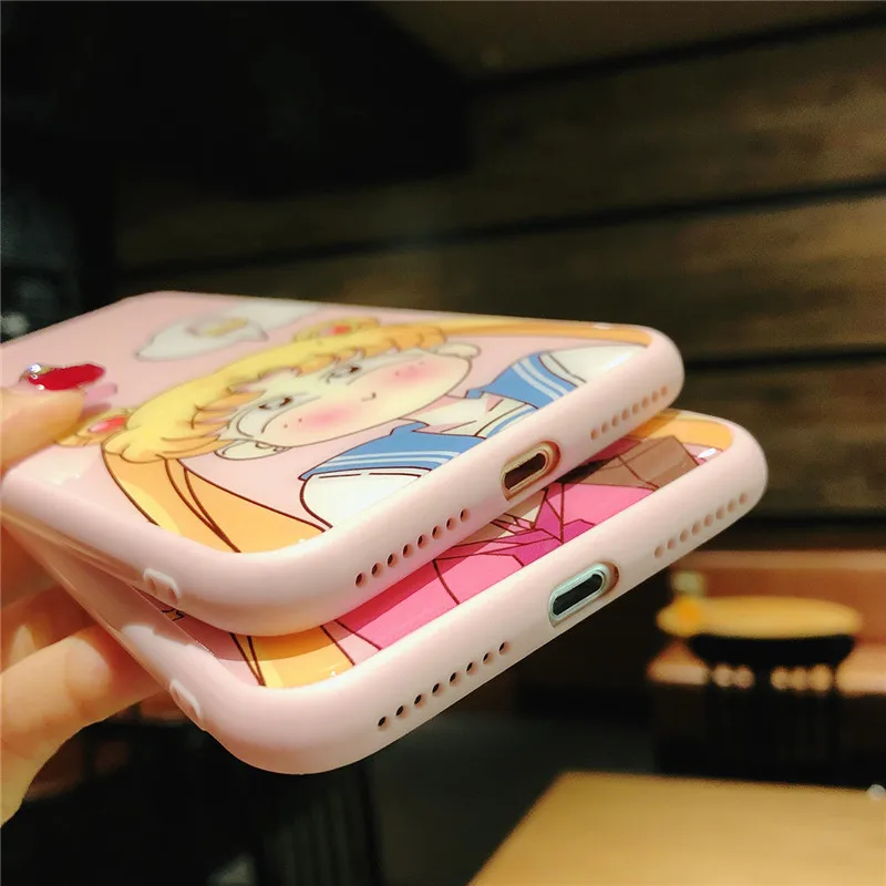 Жесткий стеклянный чехол Sailor moon для iPhone 7 задняя крышка из закаленного стекла