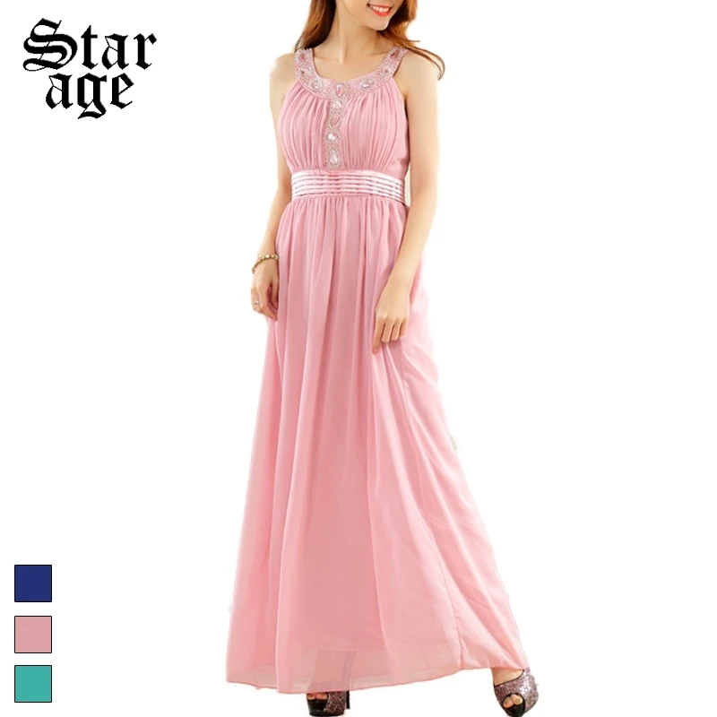 Женское шифоновое платье с бусинами и бриллиантами длинное плиссированное до