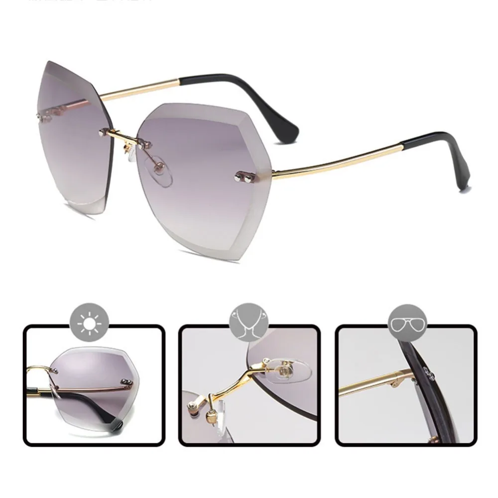Женские солнцезащитные очки без оправы с градиентными линзами для вождения