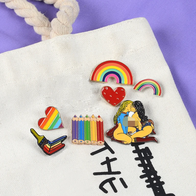 Love Is Love радужные булавки Love wins ювелирные изделия цветок розы карандаши Броши с сердечком значок эмалированные значки на лацкан