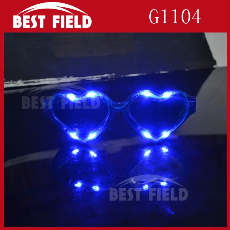 

Free shipping 12pcs/lot Blinking LED Heart Shape Eye glasses Party Light Up Flashing Novelty Gift Extra large glasses