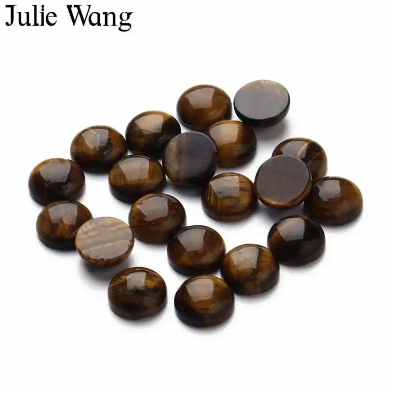 Julie Wang 10 шт. 14/18 мм кабошоны из коричневого камня с плоским основанием