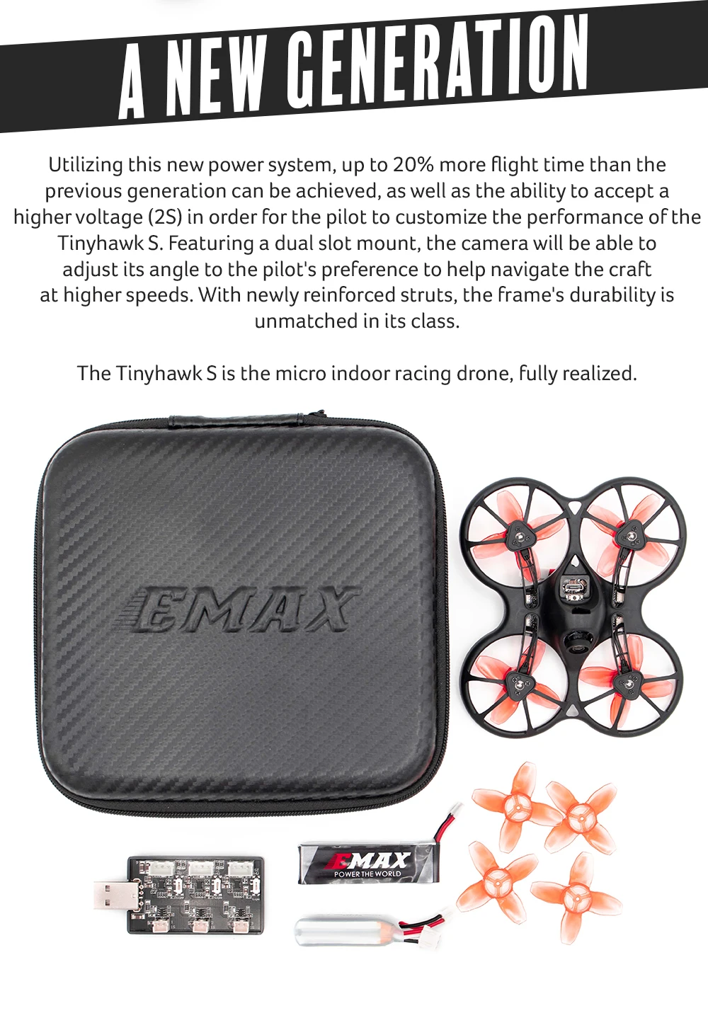 Гоночный Дрон Newst Emax Tinyhawk S для помещений FPV BNF F4 4в1 5A 15500KV 37CH 25 МВт 600TVL VTX 1 S-2 S-BNF