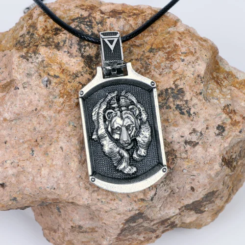 4117gy rope chain Двустороннее ожерелье в стиле норвежских викингов, медведь, волк, подвеска для мужчин, нордический амулет, славянский символ, ювелирные изделия в виде животных, рождественский подарок для женщин - Окраска металла: 4117gy rope chain