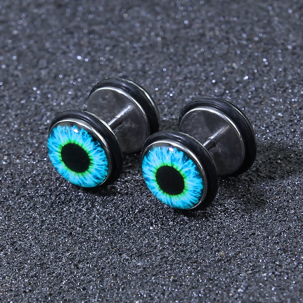 1 Pair Evil Eye Stud Earrings Punk Ear Piercing Stainless Steel Women Men Body Jewelry orecchini donna | Украшения и аксессуары