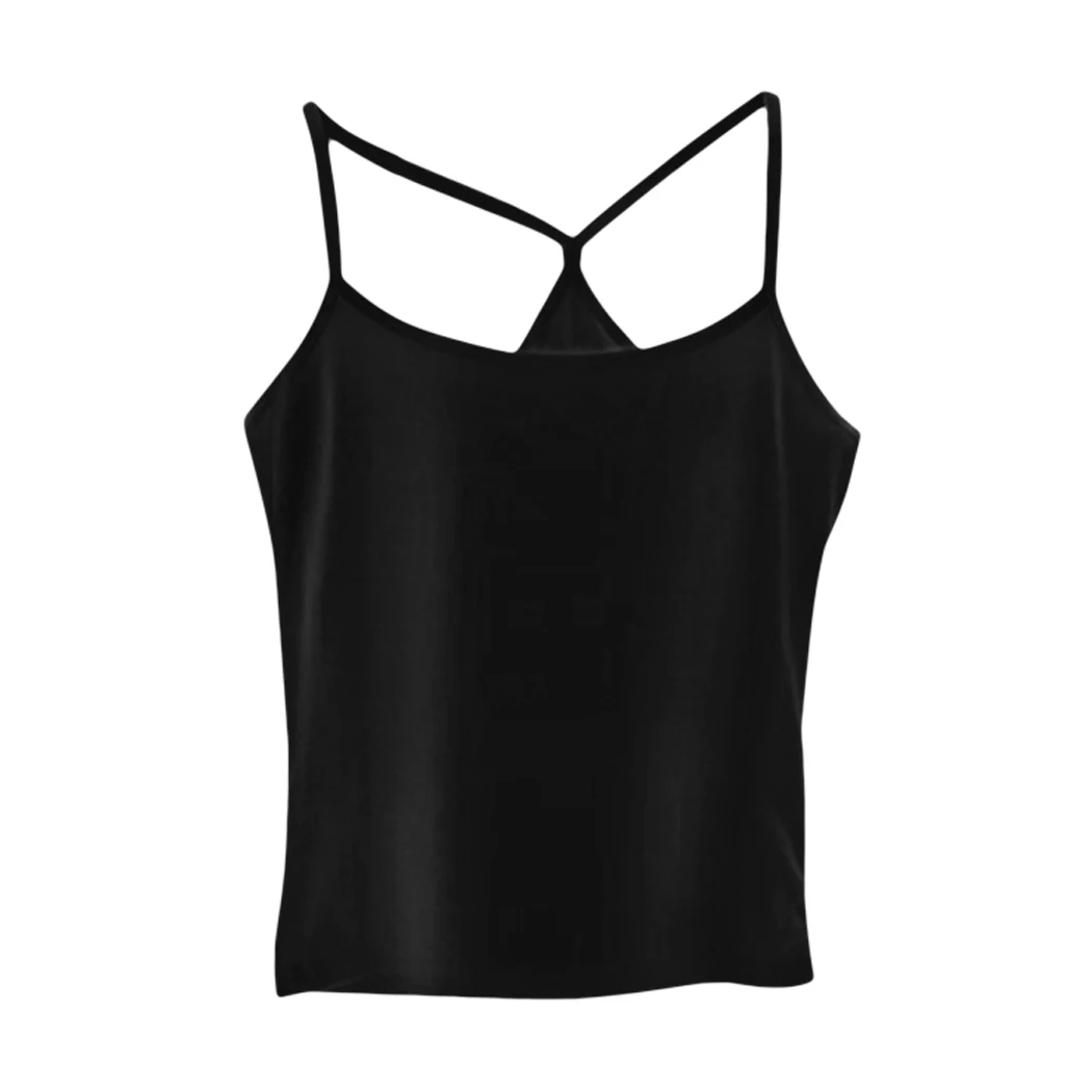 Women Sexy Sleeveless Tank Top Summer Strappy Cami Tops Vest Casual Solid Color Slim Tee Shirt Ladies White Black Camisole - Цвет: 03