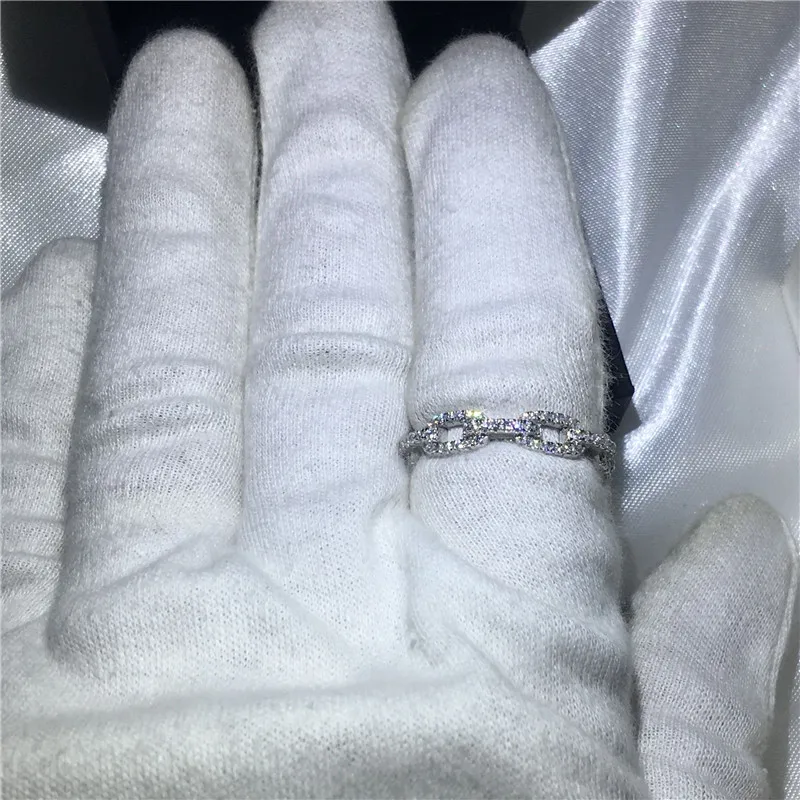 

Vecalon Luxury Jewelry 100% Soild 925 Sterling Silver ring 5A Zircon Cz Chain Shape Engagement wedding Band rings for women men