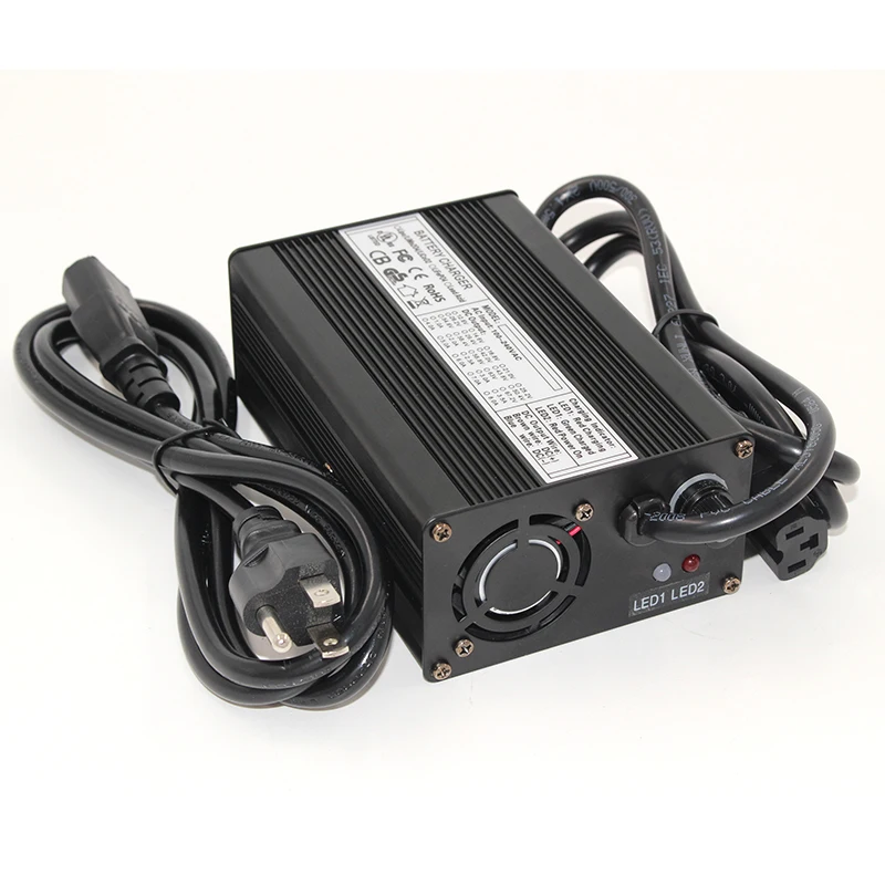 54 6v 3a charger 13s 48v li ion battery charger output dc 54 6v with cooling fan black aluminum shell free global shipping