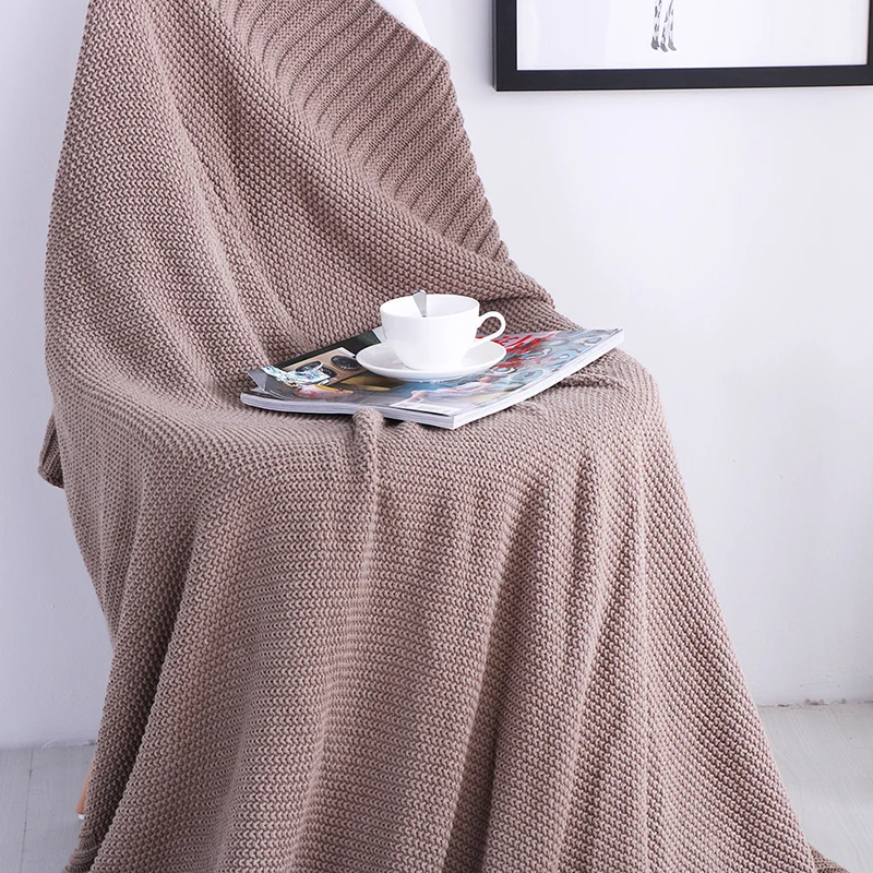 Европейский стиль коричневый сплошной Цвет Вязание продажа фирменные покрывала