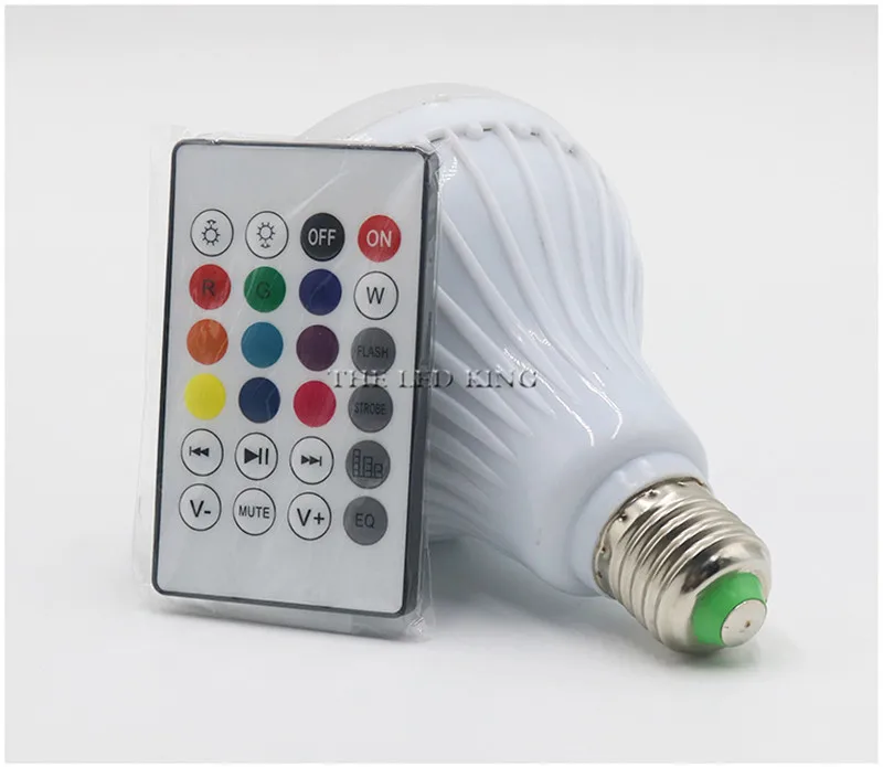 15W LED with Remote 1 x умный E27 светодиодный RGB Лампочка 12 Вт беспроводной Bluetooth динамик воспроизведение музыки аудио светильник с регулируемой яркостью с 24 клавишами дистанционного управления - Испускаемый цвет: 15W LED with Remote