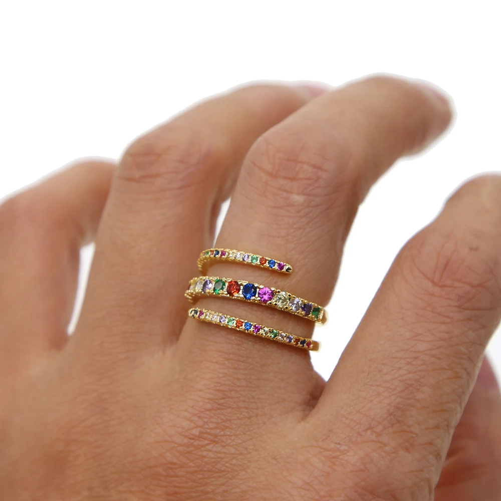 Модное Радужное многослойное кольцо в форме змеи с гравировкой многоцветный