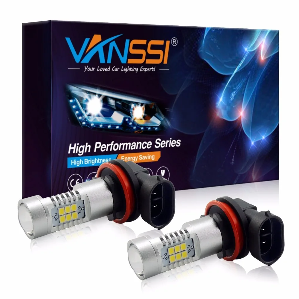 VANSSI 2 шт. H8 H11 LED H10 9145 HB3 9005 HB4 9006 PSX24W 2504 5202 H16 Противотуманные фары DRL Лампа 1200LM 6000K