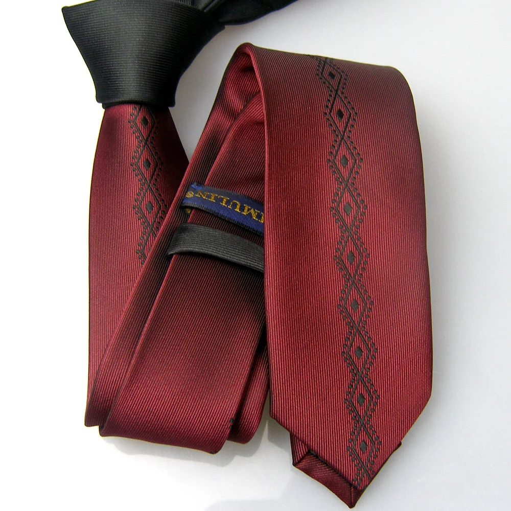 Мужские галстуки для костюма LAMMULIN с черным узлом контраст бордовое галстуком в