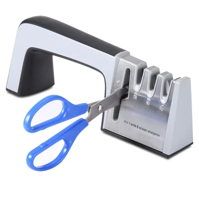 

Stainless Steel 4 in 1 Stainless Steel Knife Scissor Sharpener Ceramic Hand Tool Shears Scissors scissor sharpening tool