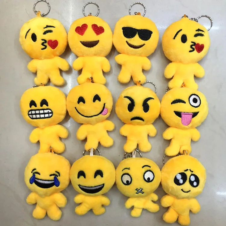 30 шт./лот 8*12 см Emoji Смайлик Круглый Подушка Подвеска Брелок Фаршированные