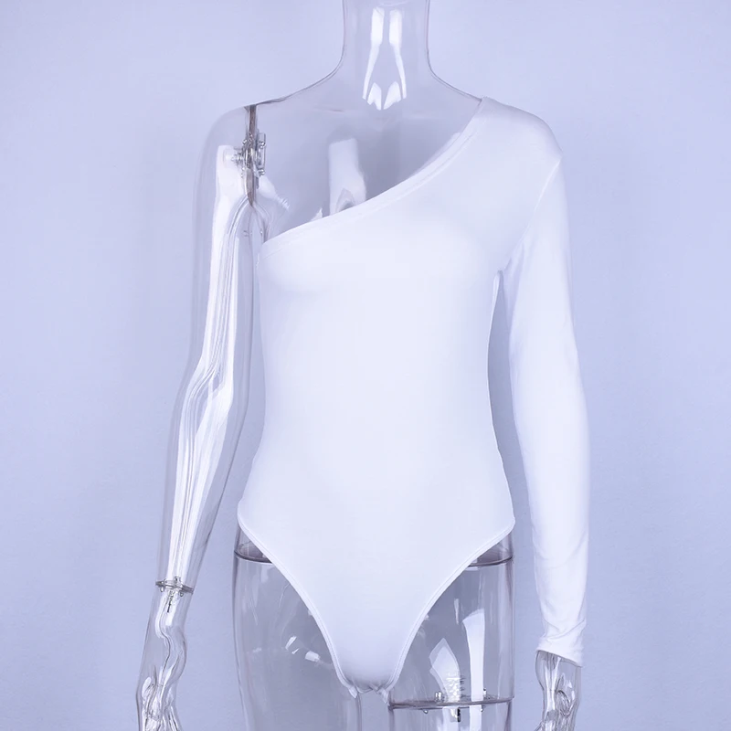 Hugcitar хлопок хлопковое на одно плечо slope neckline комбидресс бодисьют длинным рукавом лонгслив бодиocn комбидресс бодисьют летнее летний лето женское женские женщин сексуальные боди