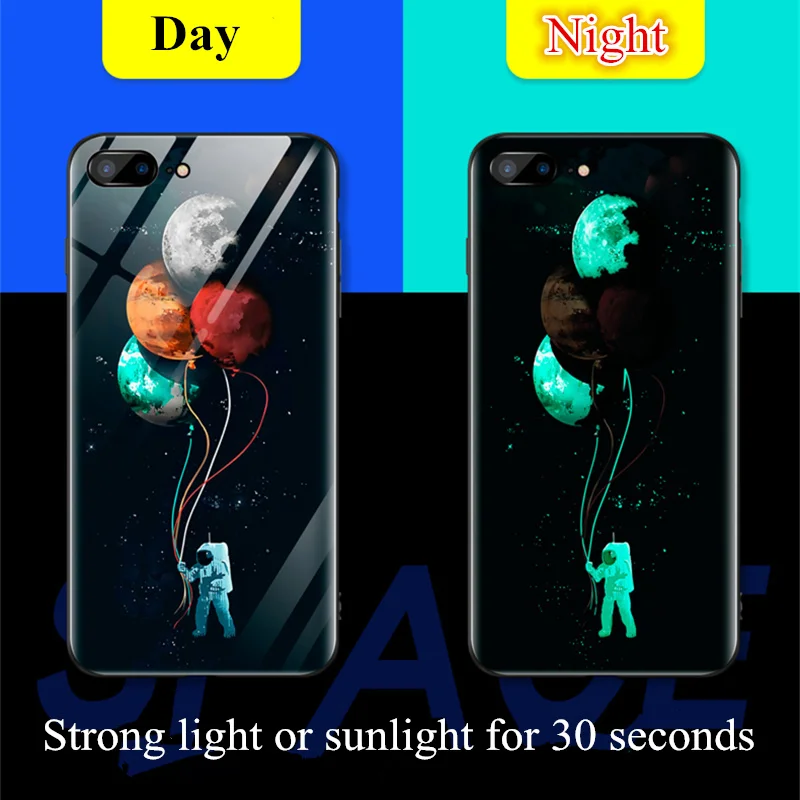 Светящийся чехол для iPhone XS Max XR 6 S 7 8 Plus X корпус телефона закаленное стекло задняя