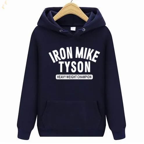 Мужская Новая толстовка с капюшоном Iron Mike Tyson BOX с буквенным принтом логотипа, топы, футболки, крутые толстовки большого размера, толстовки - Цвет: Тёмно-синий