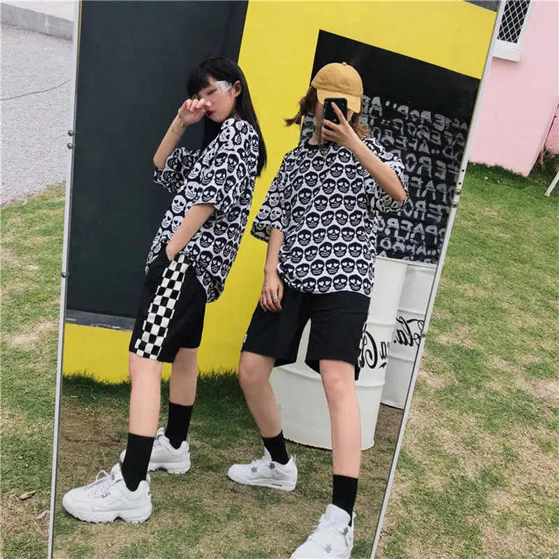 Летние корейские INS Harajuku BF классические уличные свободные мужские и женские
