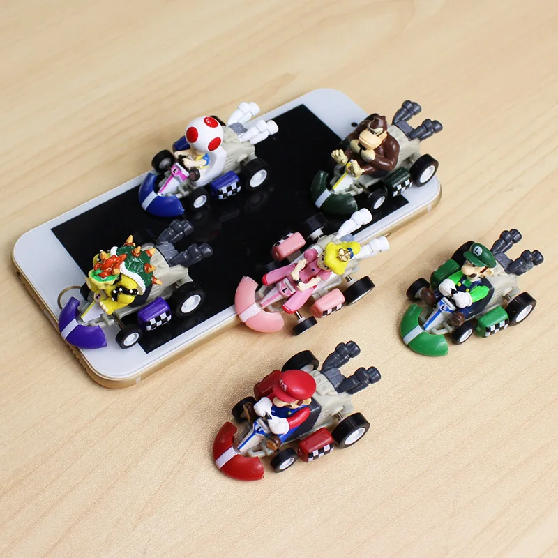 10 компл./лот Super Mario Bros Mario Kart Pull Back Car Mario Luigi Toda Koopa Princess Peach ПВХ фигурка игрушки 3~ 5 см 6 шт./компл