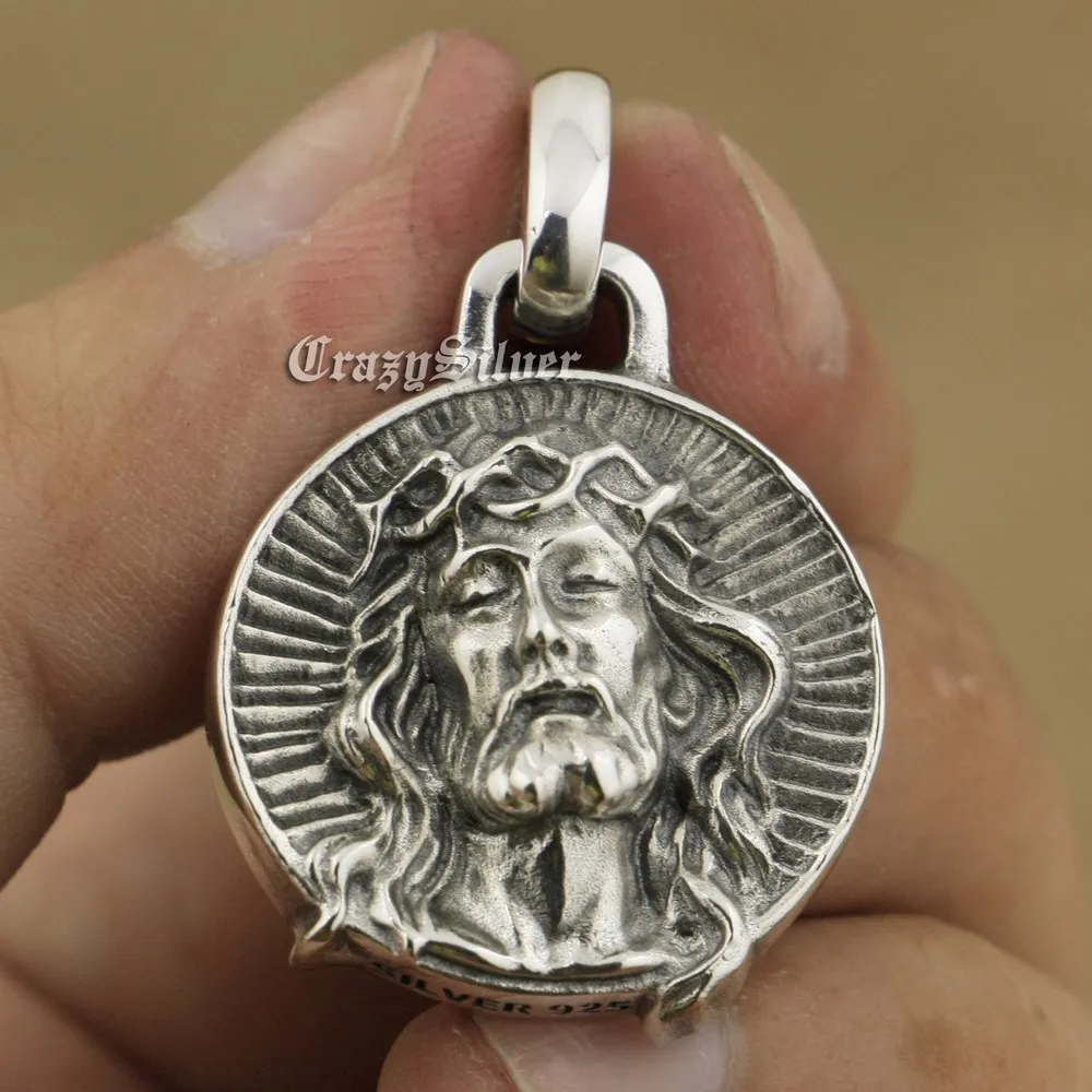 

Jesus Christ Charms Biker Rock Punk 925 Sterling Silver Pendant TA39