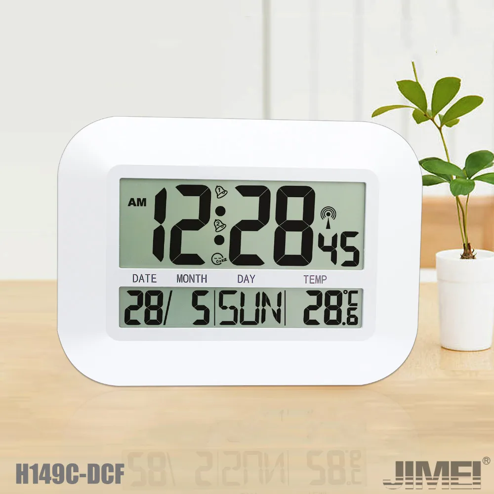 

JIMEI H149C-DCF Digital Wall/Table Clock Radio Controlled Alarm With Snooze Temperature Calender For Household Use