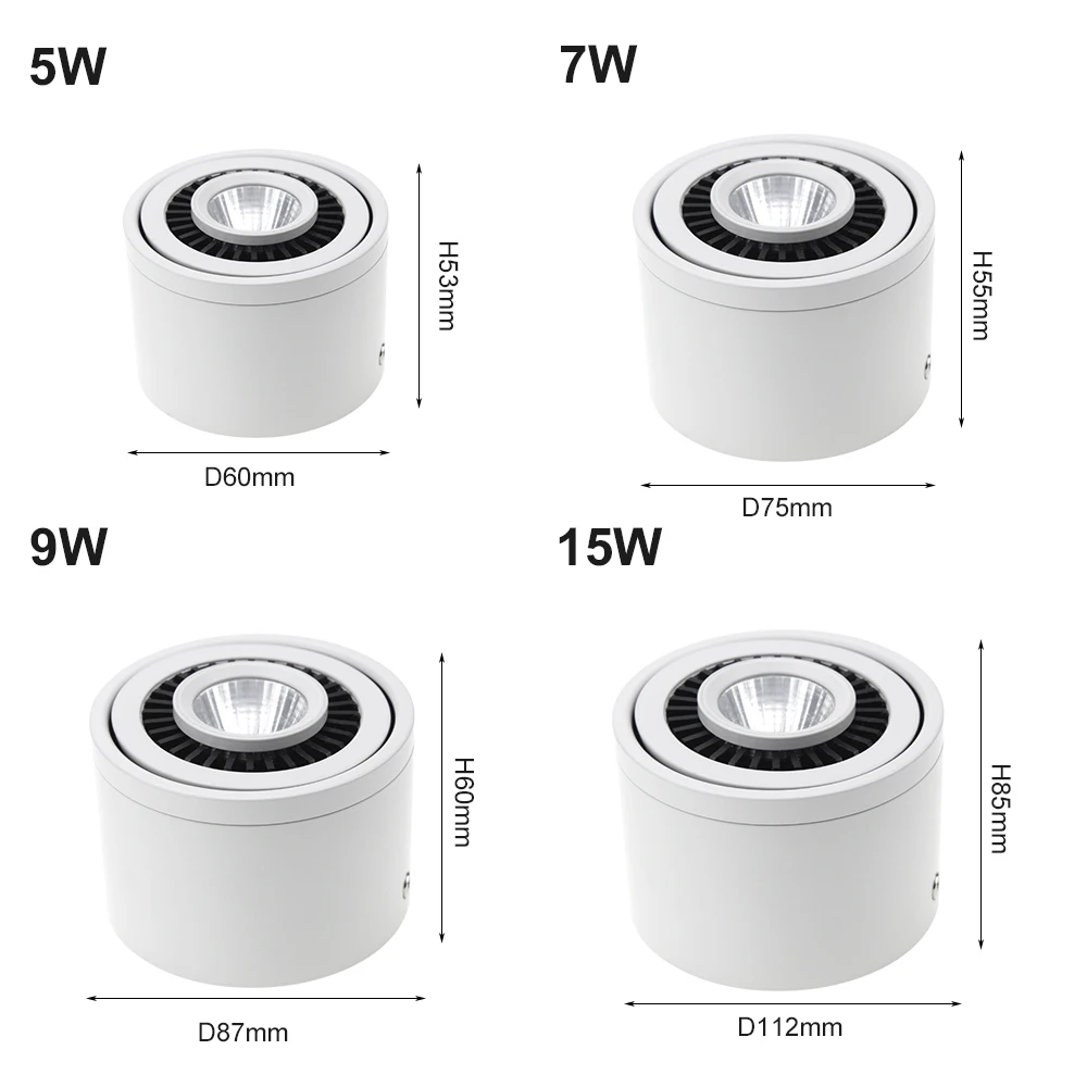 Светодиодный потолочный COB светильник поверхностного монтажа дома 15W/9W/7W/5W 360