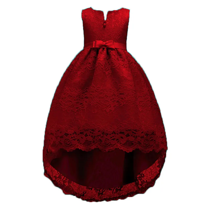 wine red Детское праздничное платье для маленьких девочек, детское платье со шлейфом с вышивкой платье с цветочным рисунком для девочек Одежда для маленьких девочек платье принцессы для детей возрастом от 2 до 14 лет - Цвет: wine red