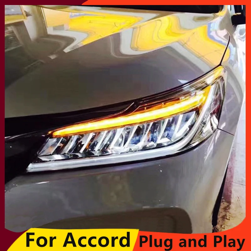 KOWELL автомобильный Стайлинг для Honda Accord 10th фары светодиодный Дальний свет светодиодный ближний свет с желтым поворотным сигналом светодиодный бар