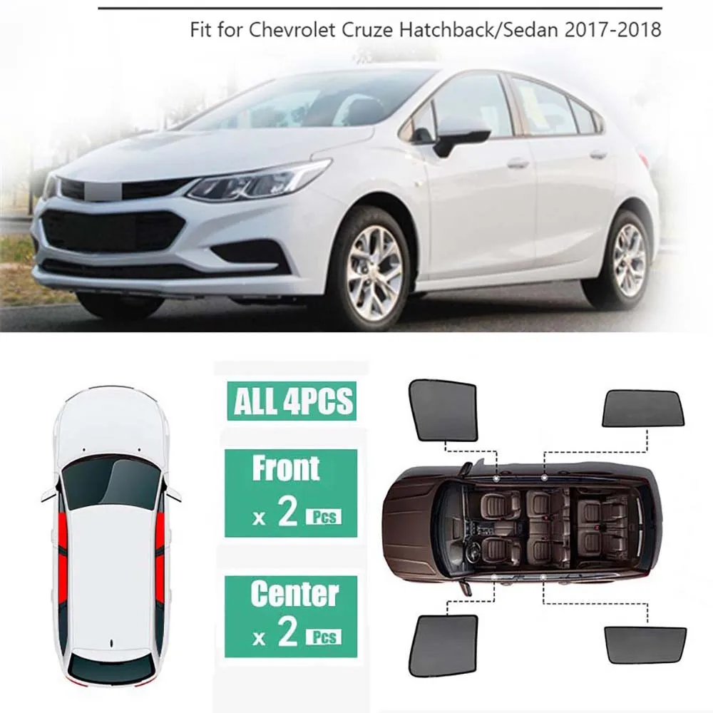Магнитный солнцезащитный козырек с боковым стеклом для Chevrolet Cruze Sedan/Hatchback 2017