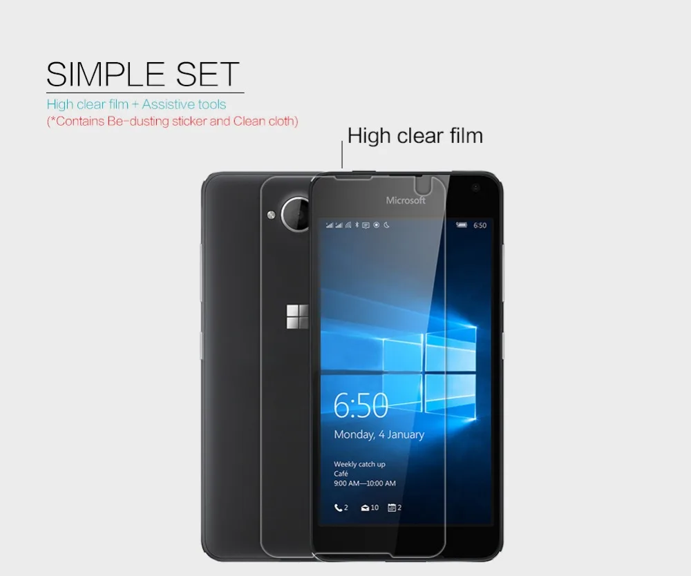 2 шт./лот Защита экрана для Microsoft Lumia 650 NILLKIN кристальная супер прозрачная носимая