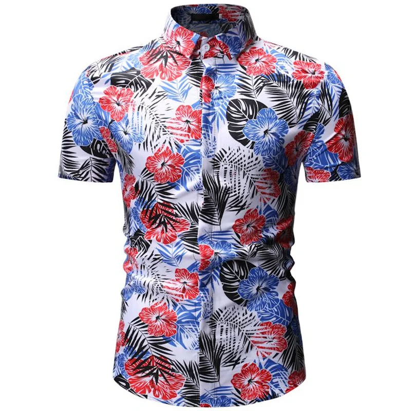 Мужская гавайская рубашка мужская повседневная Camisa Masculina пляжные рубашки с