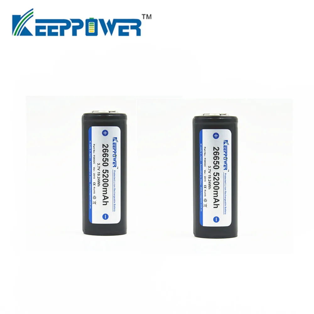 2 шт. оригинальный KeepPower 26650 5200 мАч литий ионная защищенная аккумуляторная батарея