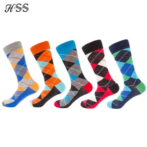 HSS 5 парлот, мужские забавные носки, цветные носки из чесаного хлопка, красные повседневные носки с изображением Аргайл дюжин в упаковке, подарок на свадьбу