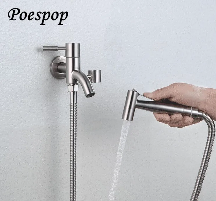 Ручной распылитель для биде POSEPOP из матовой серебристой нержавеющей стали