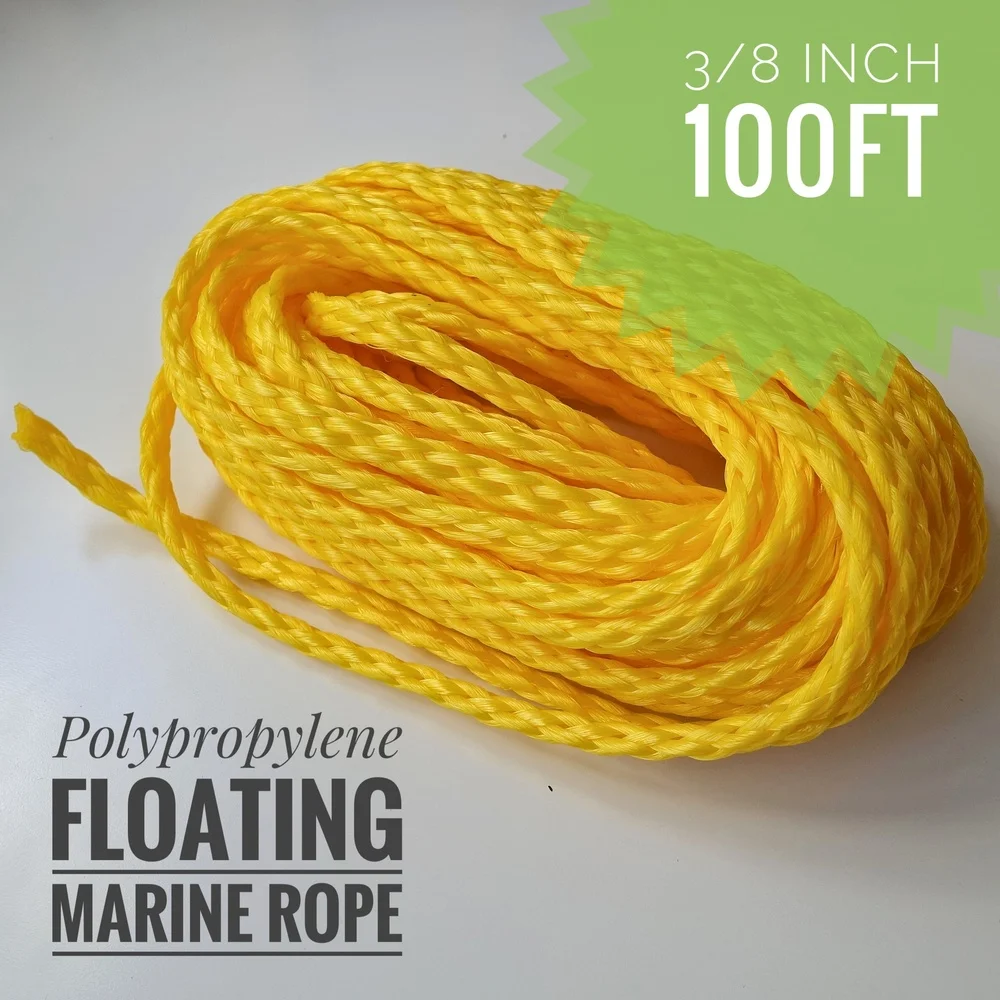 

3/8inch 100ft Heavy Duty Lightweight Hollow Polypropylene Floating Anchor Mooring Rope Dock Rope Marine