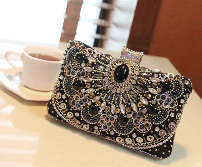 Высококачественная Тяжелая вечерняя сумка с цепочкой и бисером ручной