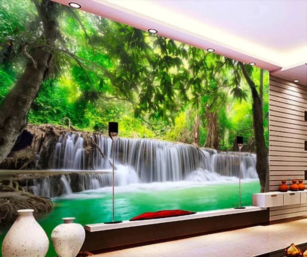 Beibehang пользовательские фото обои 3d фрески джунгли река водопад украшение картина 3d гостиная новые обои papel де parede