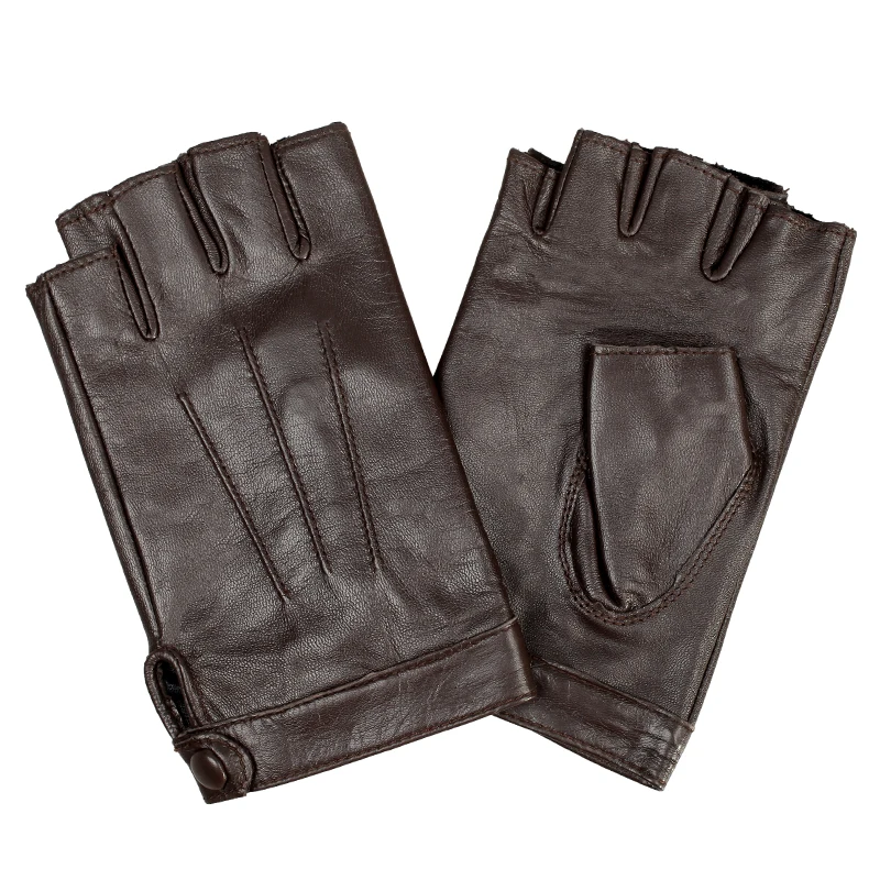 Мужские перчатки без пальцев из натуральной кожи для вождения тонкие в летнем