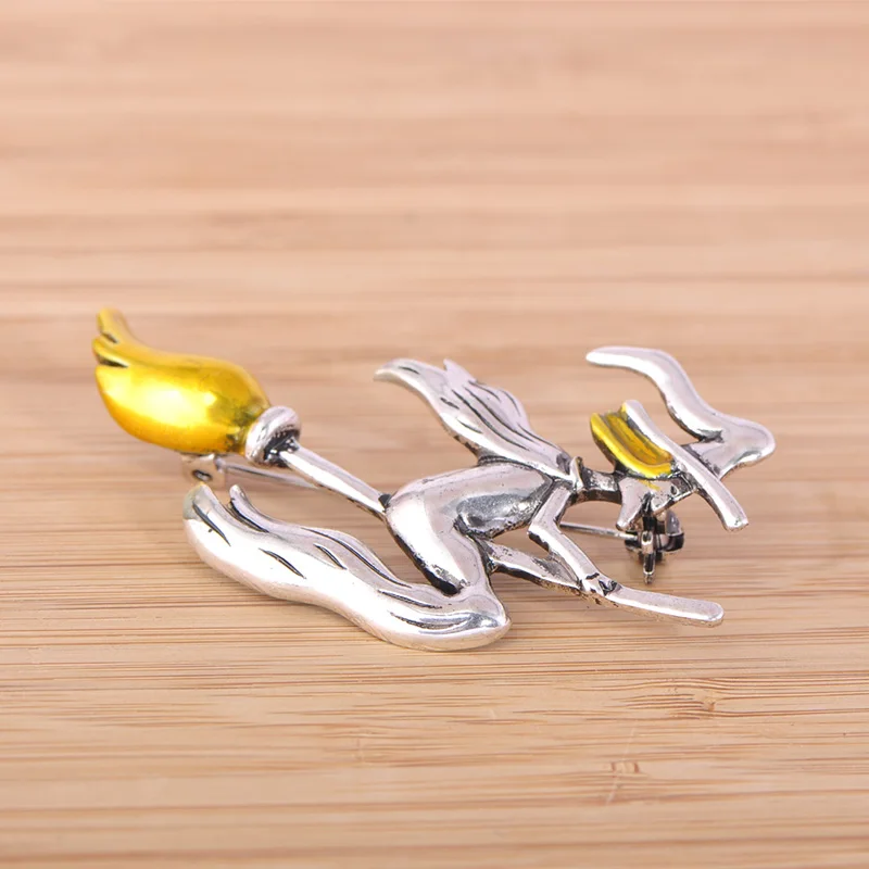 Винтажные эмалированные Броши Funmor в форме ведьмы для женщин и мужчин пуловеры