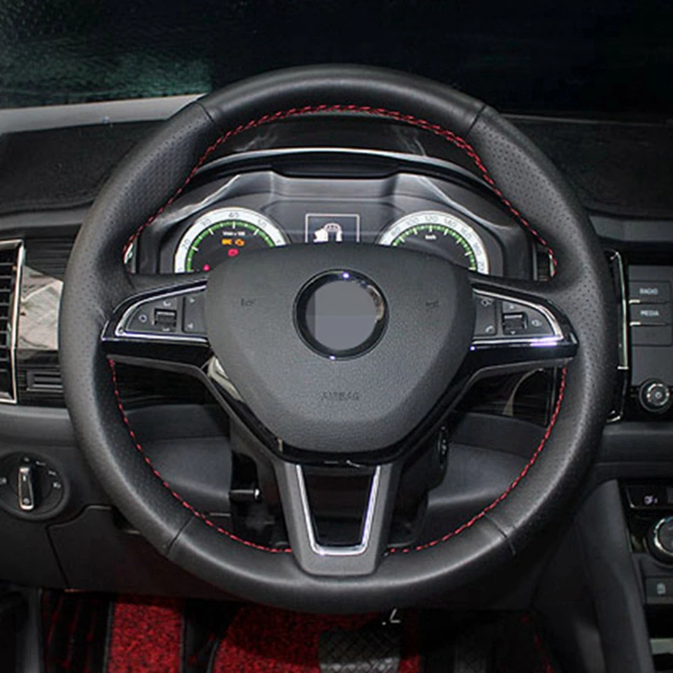 Мягкая искусственная кожа Чехол рулевого колеса автомобиля для Skoda Octavia Fabia Rapid превосходные(3-спица